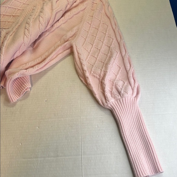 TAHARI SOFT PINK CABLE KNIT ROUND NECK PULL OVER SWEATER SZ S - Picture 7 of 12